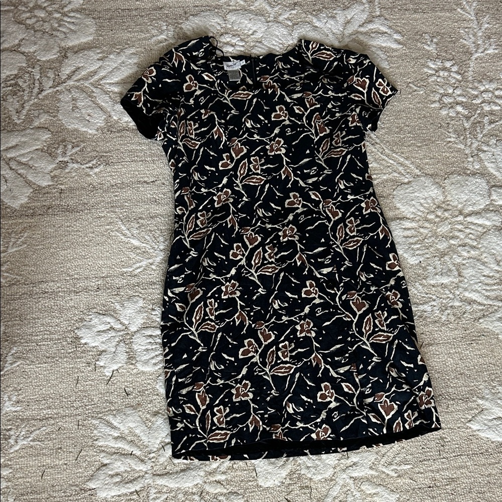 Vintage Jacqueline Ferrar Black and Brown Floral Mini Dress